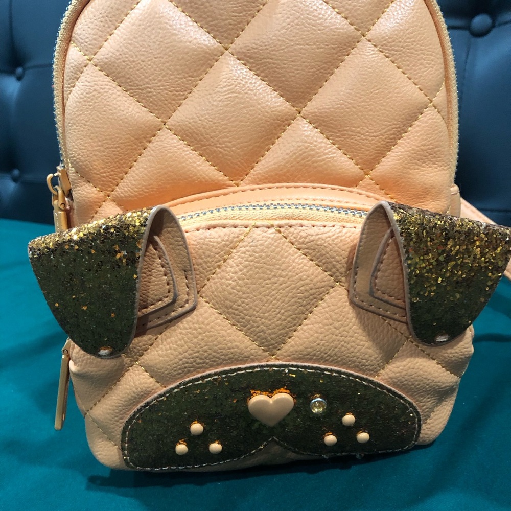 BETSEY JOHNSON orange Backpack cute glitter puppy!